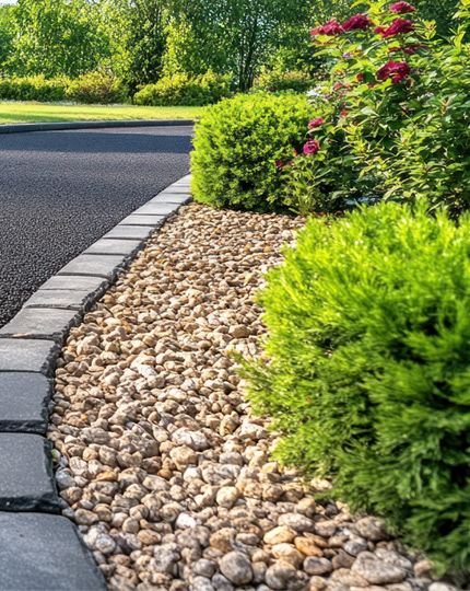 Custom Edging and Rocks with Plants